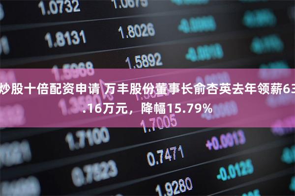 炒股十倍配资申请 万丰股份董事长俞杏英去年领薪63.16万元，降幅15.79%